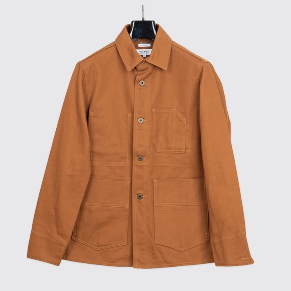 Freemans Sporting Club Chore Jacket Size S Men 12oz Denim Tan Brown